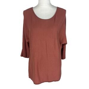 Peruvian Connection Burnt Orange Pima Cotton Top Minimalist Capsule Size Large